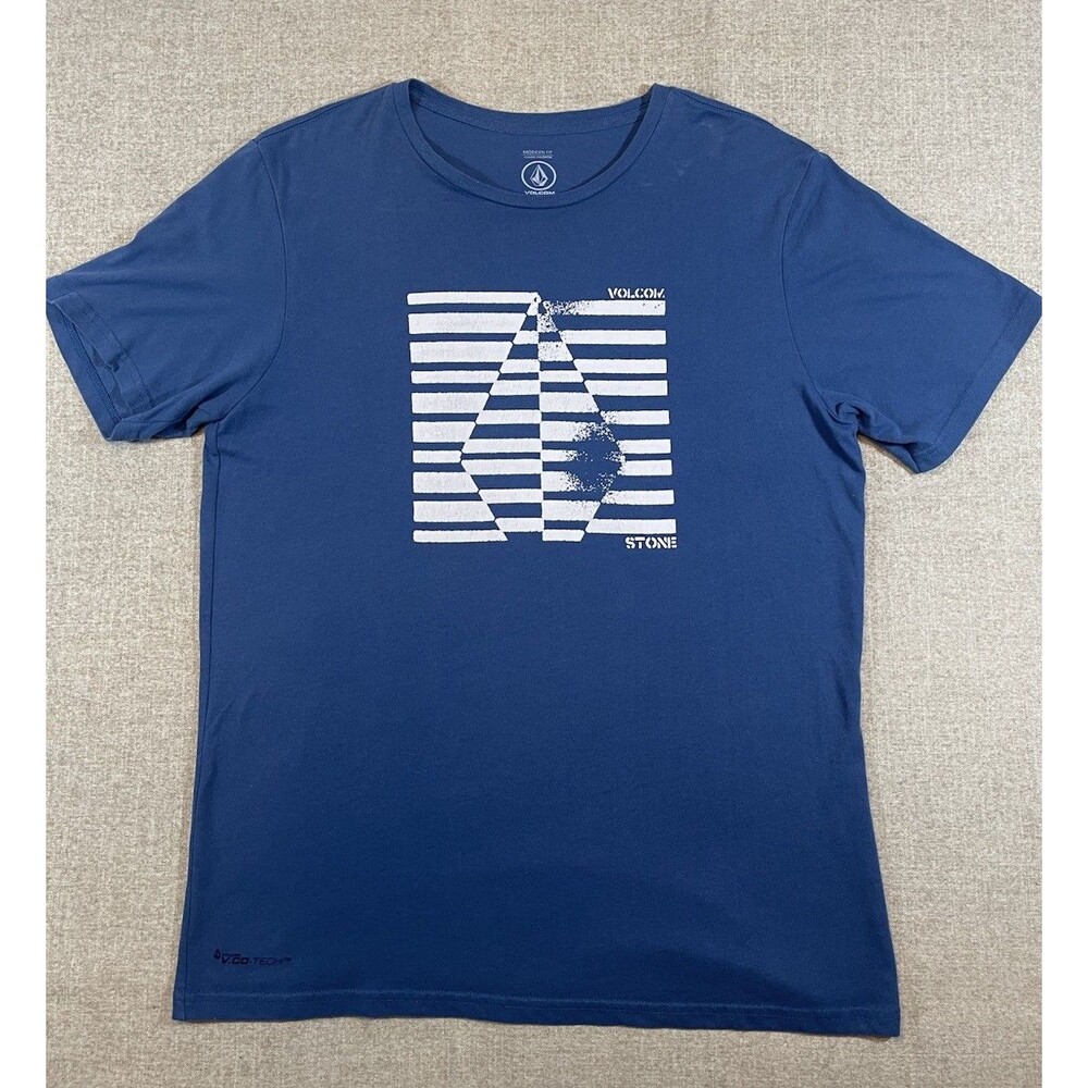 Volcom Stone T-Shirt Blue Men’s Size L Large Geometric Short Sleeve Casual Surf